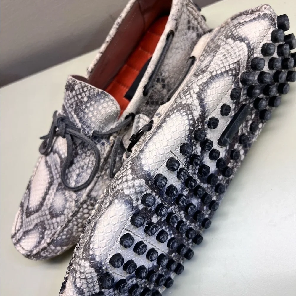 NWT John Richmond Gray and White Snakeskin Loafers